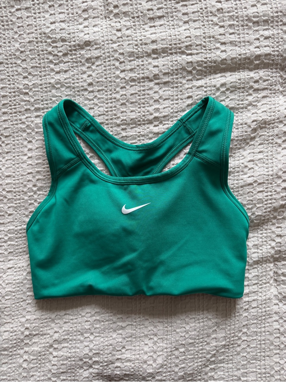 Nike Teal Green Racerback Sports Bra with White Swoosh